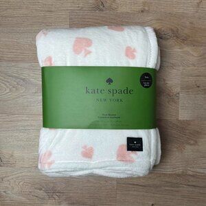 Kate Spade Oversized Twin White Pink Spades Fleece Blanket Bedding Comforter